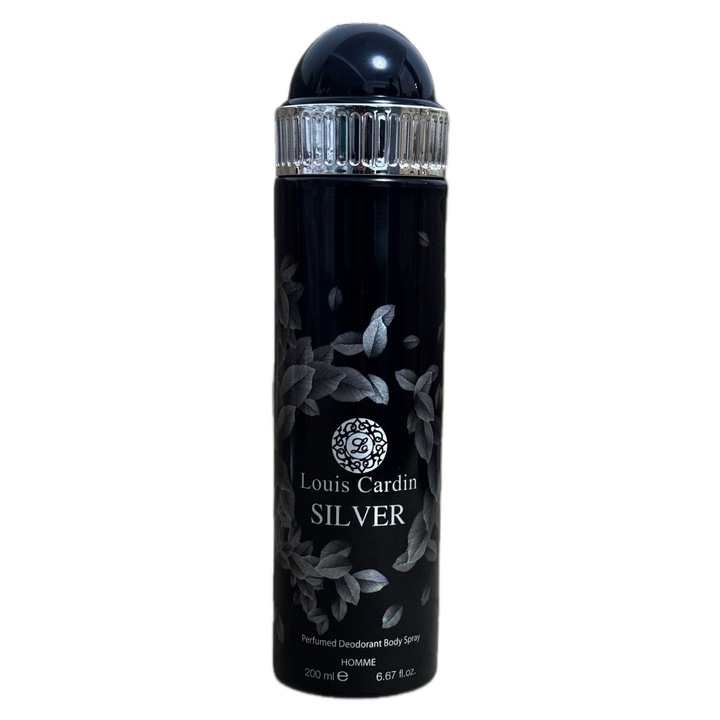 Deodorant barbatesc Louis Cardin Silver, 200ml, parfum oriental-picant, note lemnoase