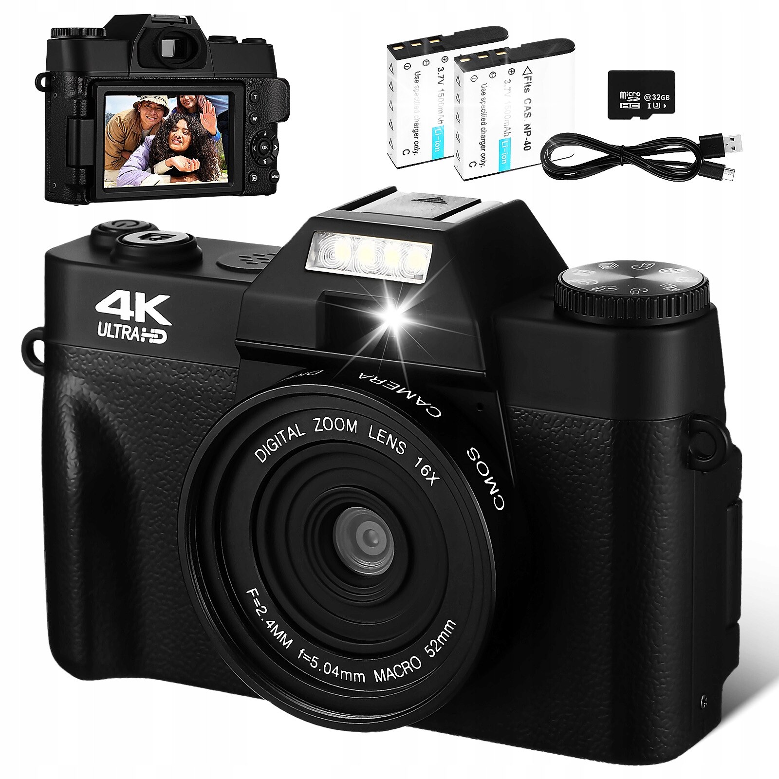 Kamera videó FHD 1080P, 36MP, 16x zoom, fekete, 13x5,7x6cm - eMAG.hu