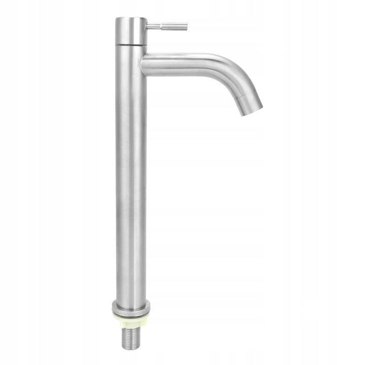 Кран за студена вода, неръждаема стомана, височина 340 мм, за мивка, пълен комплект