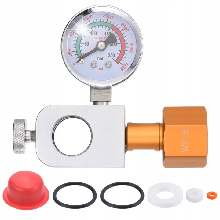 Adaptor de umplere CO2 cu manometru pentru masini, design W21.8, multifunctional, pentru diverse produse umflate