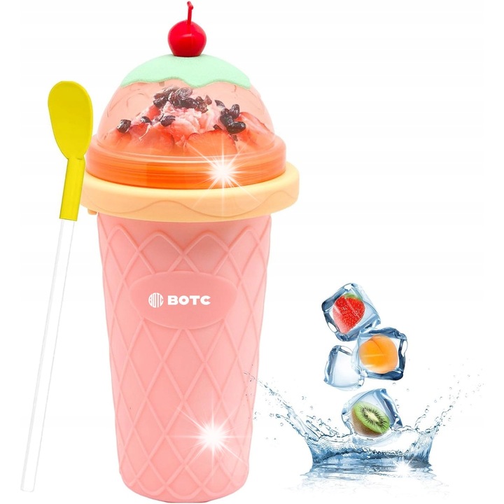 Szilikon Slushy pohár, 330ml, BOTC, BPA-mentes, 2 az 1-ben kialakítás, fagyasztott italokhoz, többszínű