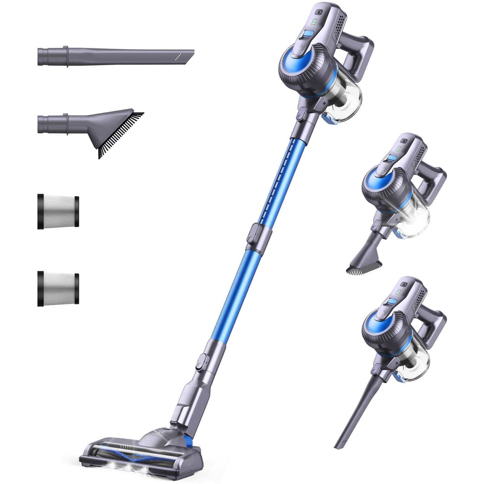 Aspirator vertical fără fir Greenote GSC50, 200W, 1,2 kg, baterie detașabilă, timp funcționare 35 min, albastru