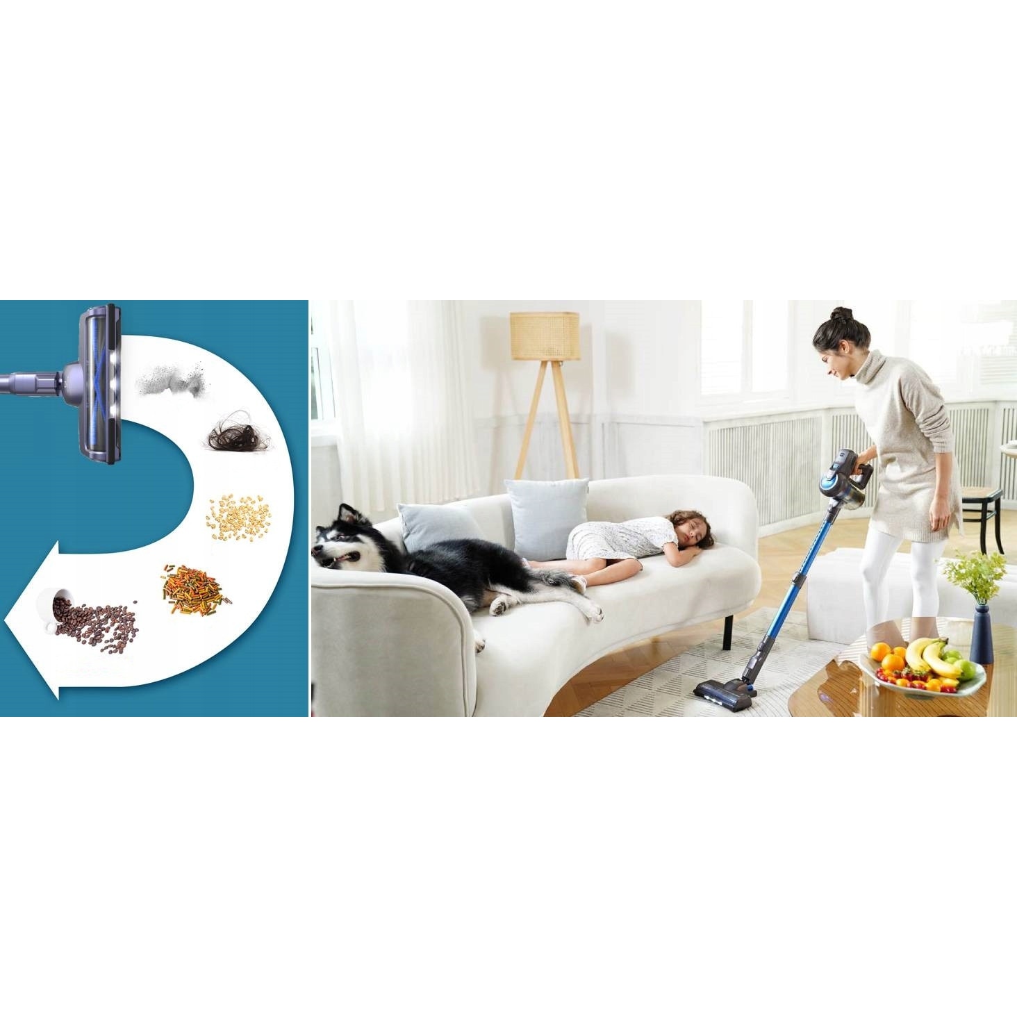Aspirator vertical fără fir Greenote GSC50, 200W, 1,2 kg, baterie detașabilă, timp funcționare 35 min, albastru