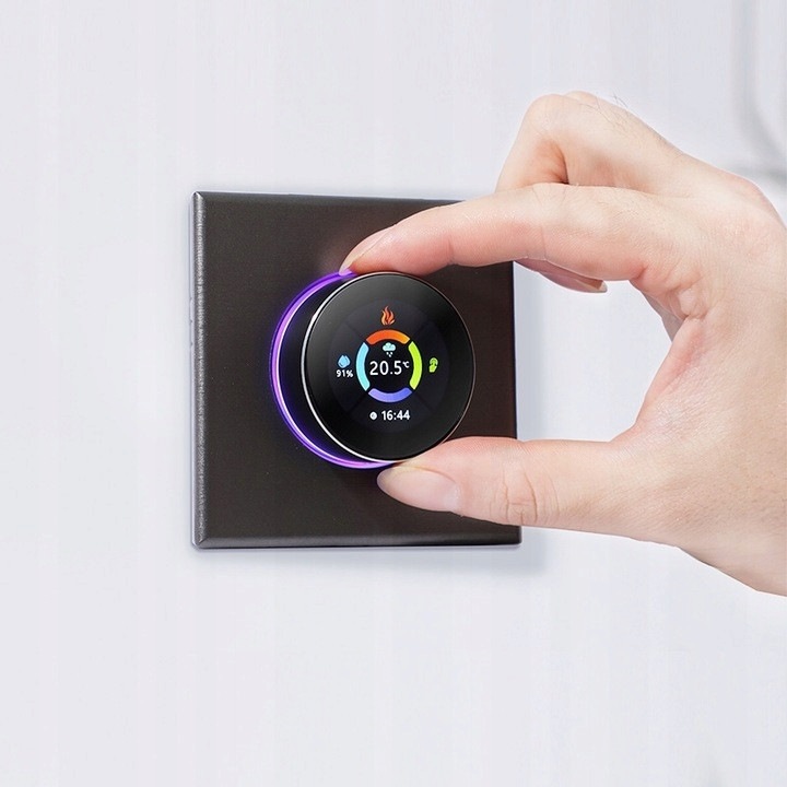 Termostat WiFi pentru incalzire in pardoseala, model GB 16A, negru, cu display LCD si control prin aplicatie