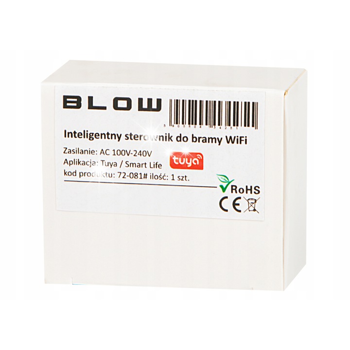 Controler Wi-Fi pentru poarta garaj, BLOW, cu senzori, 230V, dimensiuni 46x46x18mm, aplicatie Tuya Smart