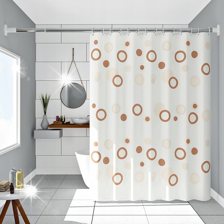 Zaslona de dus cu 12 haciuci, PEVA, 180x200cm, gri, set complet