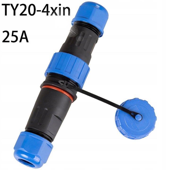 Priza impermeabila, 4 pini, cablu liniar, 25 A, rezistenta la apa, 380 V, dimensiuni 2,8x4mm