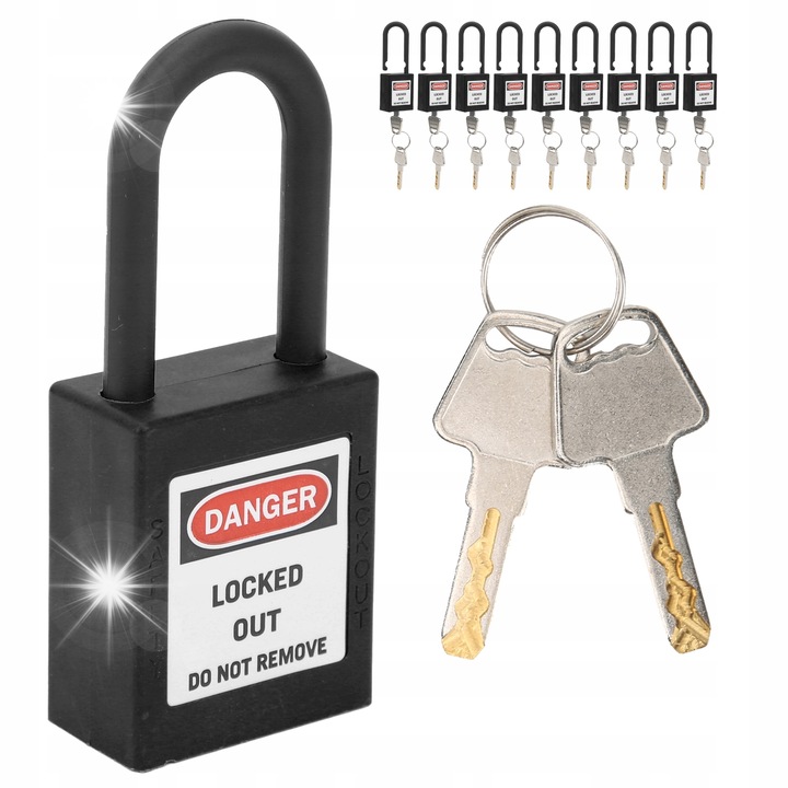 Комплект 10 катинара за безопасност, 38 мм, черен, от найлон, черен, пълен комплект