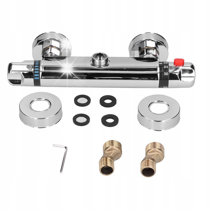 Baterie termostatica pentru dus, argintie, 275mm, set complet