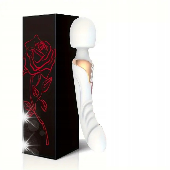 Kettős vibrátor nőknek, csiklómasszázs, 10 vibrációs funkció, fehér, 25.3x4.8cm