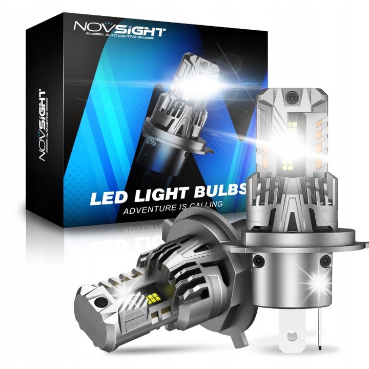 Becuri H4 LED NOVSIGHT 700% luminozitate, 6500K, 1:1, set