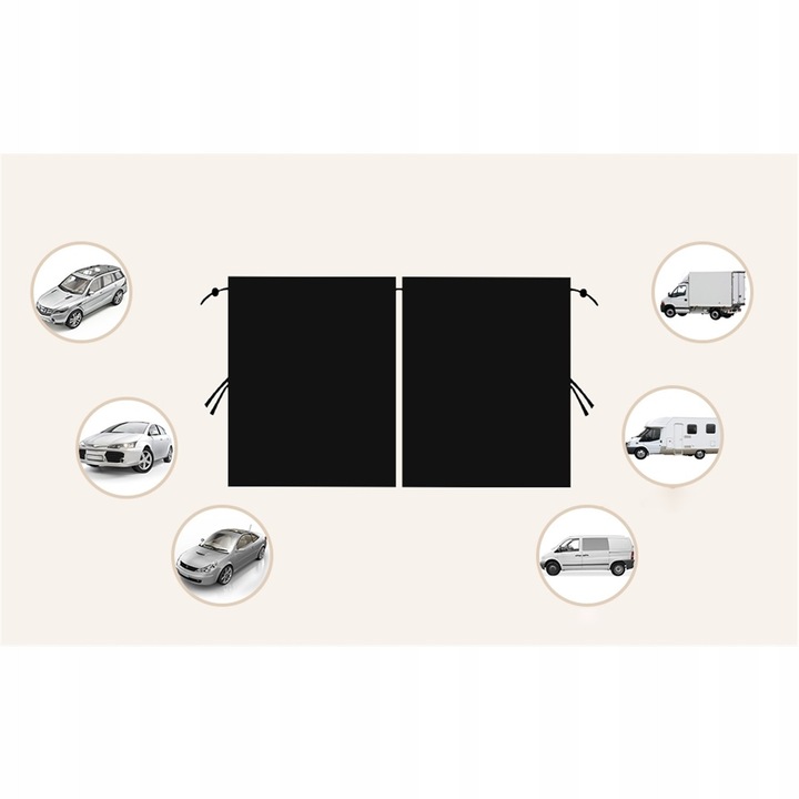 Сенник за кола, 140x80см, комплект 2 броя, 100% слънцезащита, полиестерен материал, черен