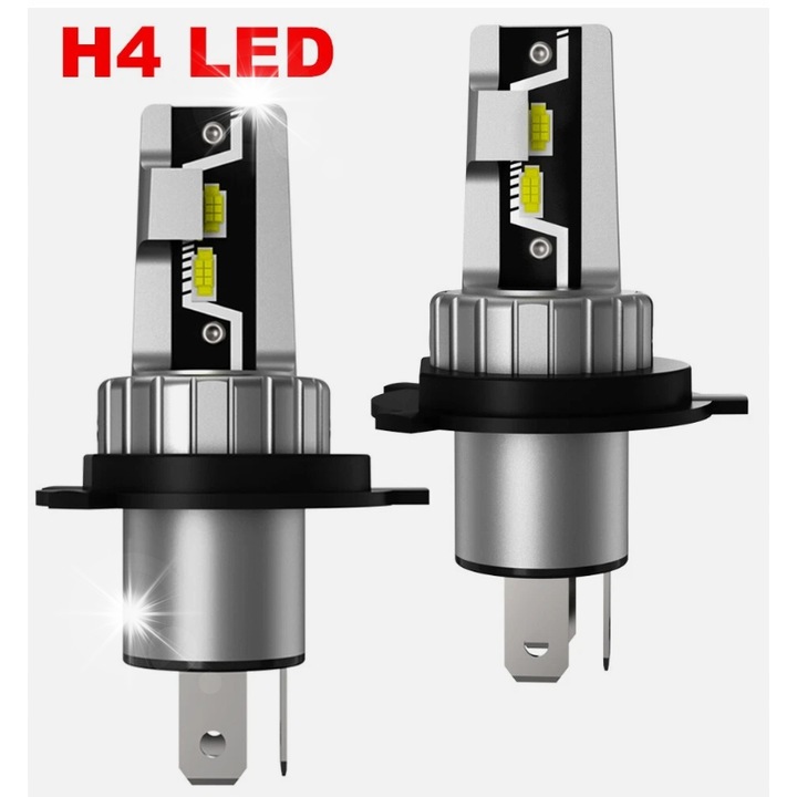 Set becuri LED H4, 6500K, 60W/para, 15000lm/para