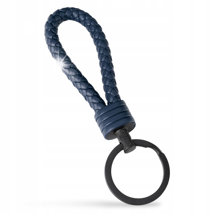 Breloc din piele naturala, Serasar, negru, cu 3 brelocuri mici, 24g