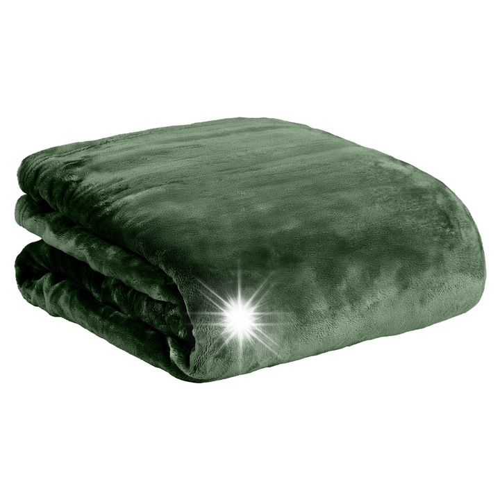 Patura groasa polara Floss, verde inchis, 150x200 cm