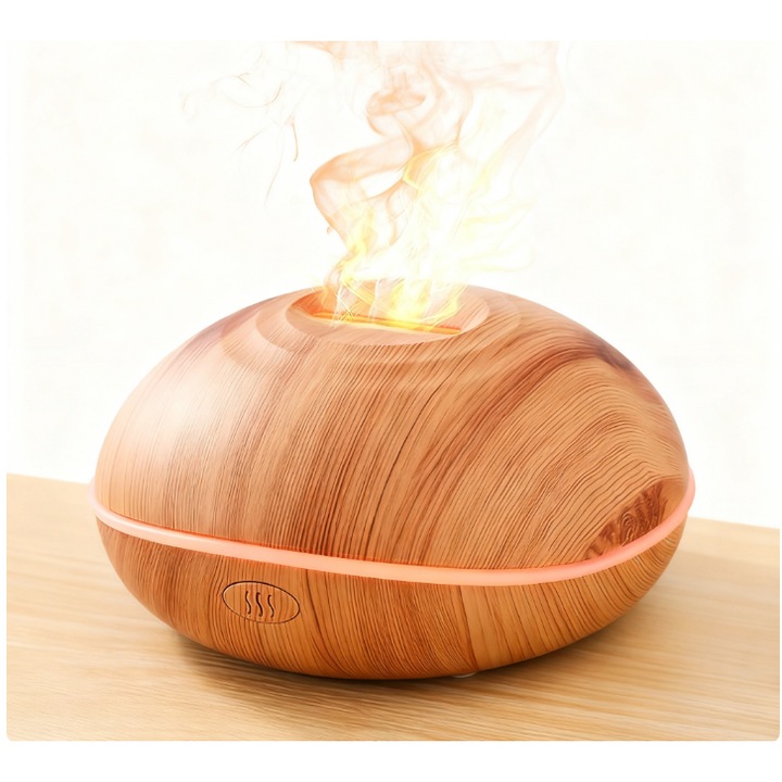 Ароматерапевтичен дифузер 200мл, цветен спрей с ефект на пламък, автоматично изключване при ниско ниво на водата, ултразвуков овлажнител за дома, офиса, спалнята