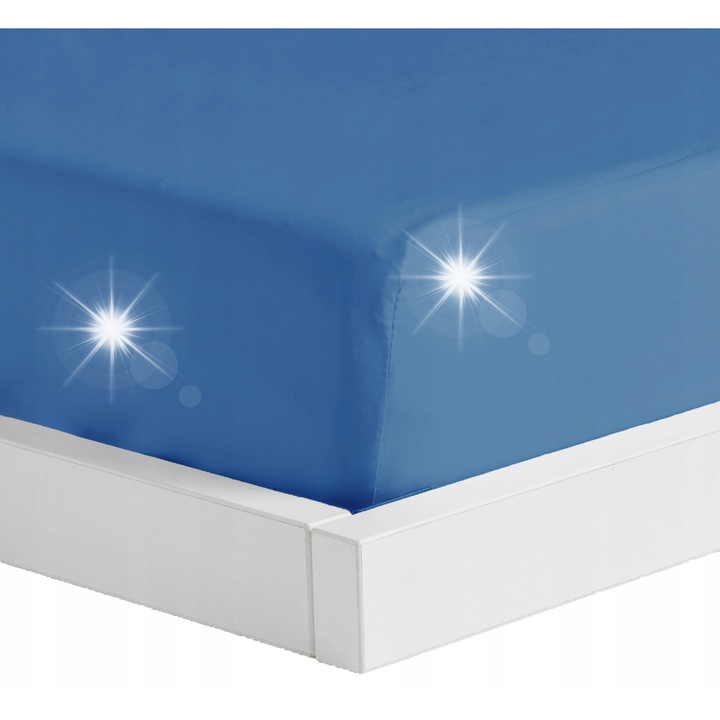 Cearceaf cu elastic Micros, 160x200 cm, poliester, albastru, hipoalergenic