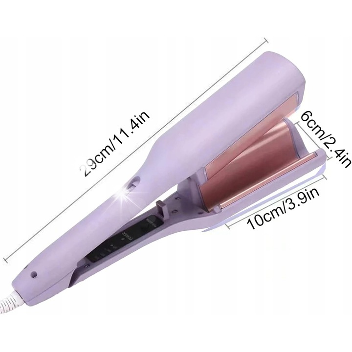 Ondulator profesional 32mm, tip French Egg Roll, 4 temperaturi, ceramica, 29x6x10cm, multicolor