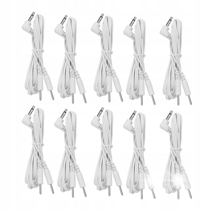 Set 10 fire de cablu electrozi 3,5 mm TENS, 2 in 1 pin, lungime 1,2 m