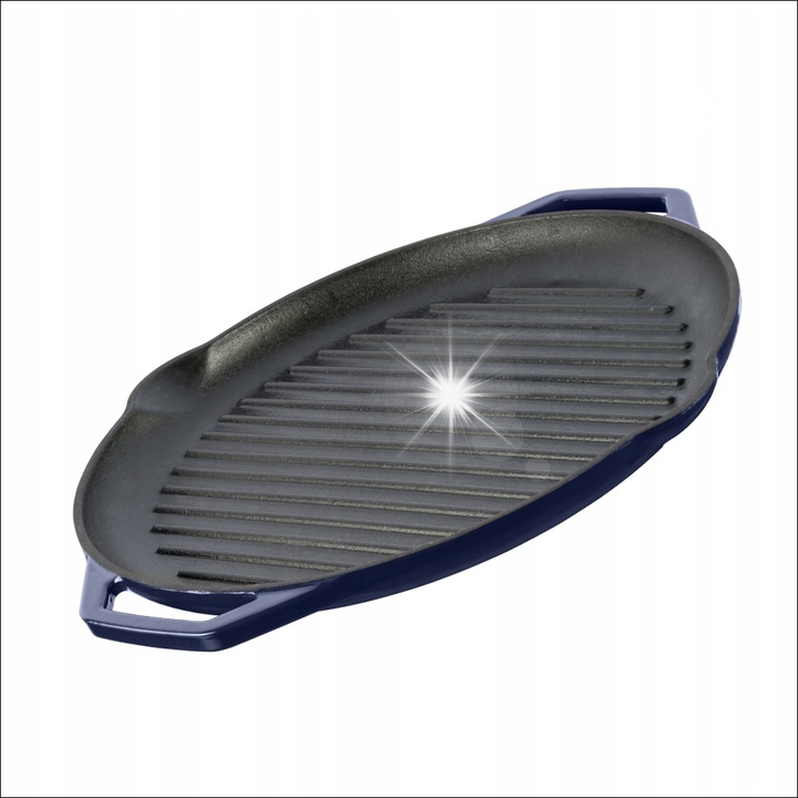 Тиган за грил Grand Feu, 32см, емайлиран, оребрен, син