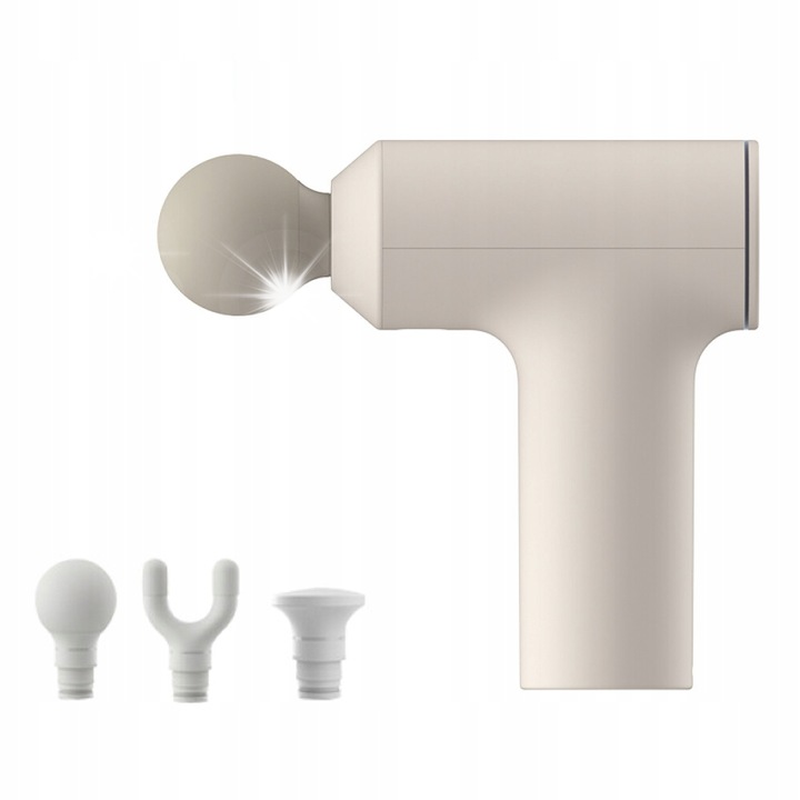 Масажор тип пистолет XO, 4 интензитета, 5 приставки, преносим, бял