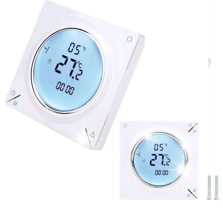 Termostat digital wireless LCD, senzor NTC, 5-45°C, 86x86x40mm, set 1 termostat + 2 suruburi