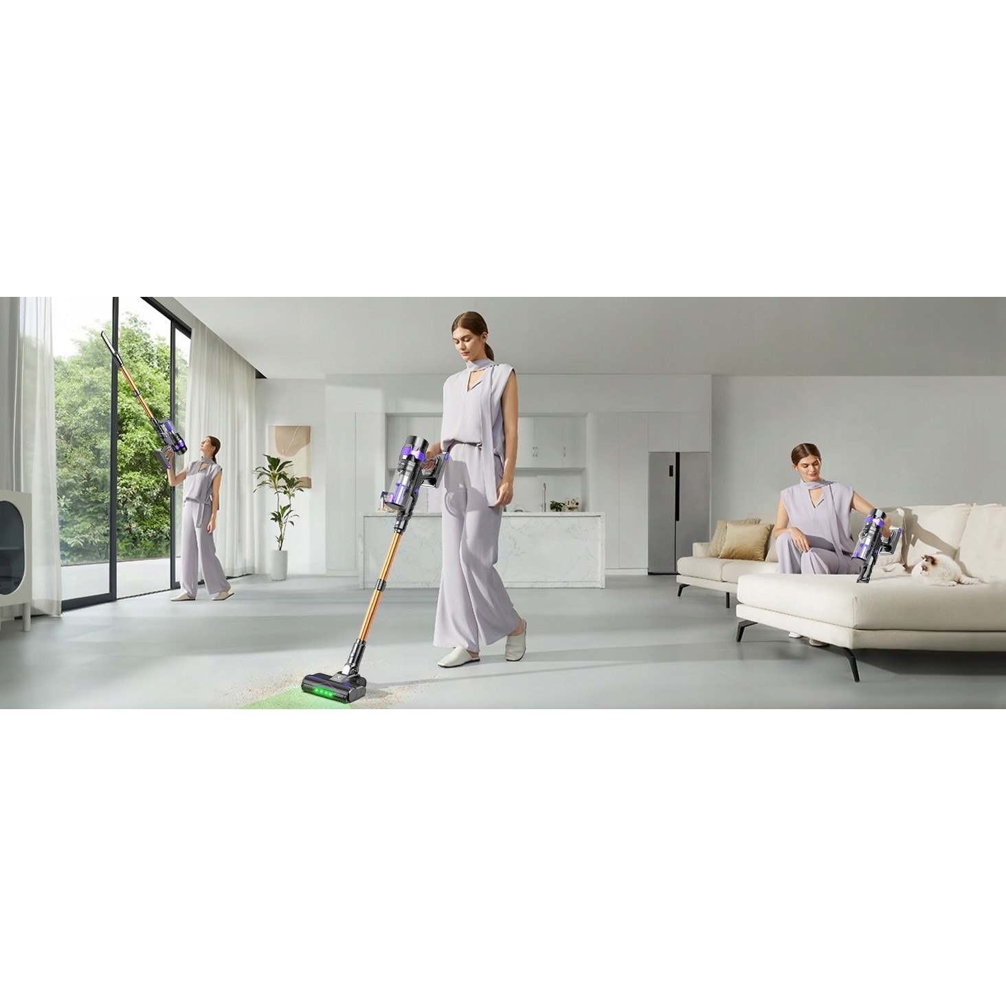 Aspirator vertical fara fir V2, 500W, 60000Pa, 60min, 3xHEPA, capacitate 1.3L, greutate 4.5kg