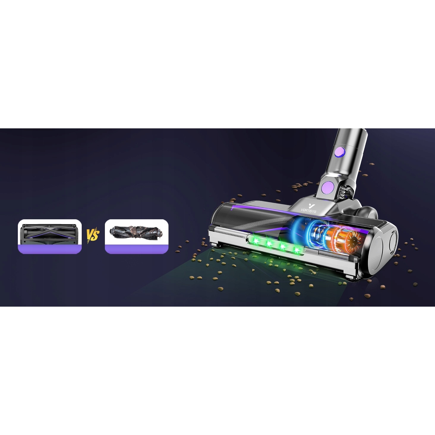 Aspirator vertical fara fir V2, 500W, 60000Pa, 60min, 3xHEPA, capacitate 1.3L, greutate 4.5kg