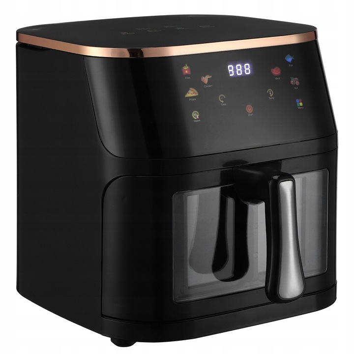 Friteuza cu Aer Cald, 7L, 1800W, 12 Programe, Afisaj Digital, Temperatura 80-200°C, Design Compact si Elegant, Curatare Usoara, Negru