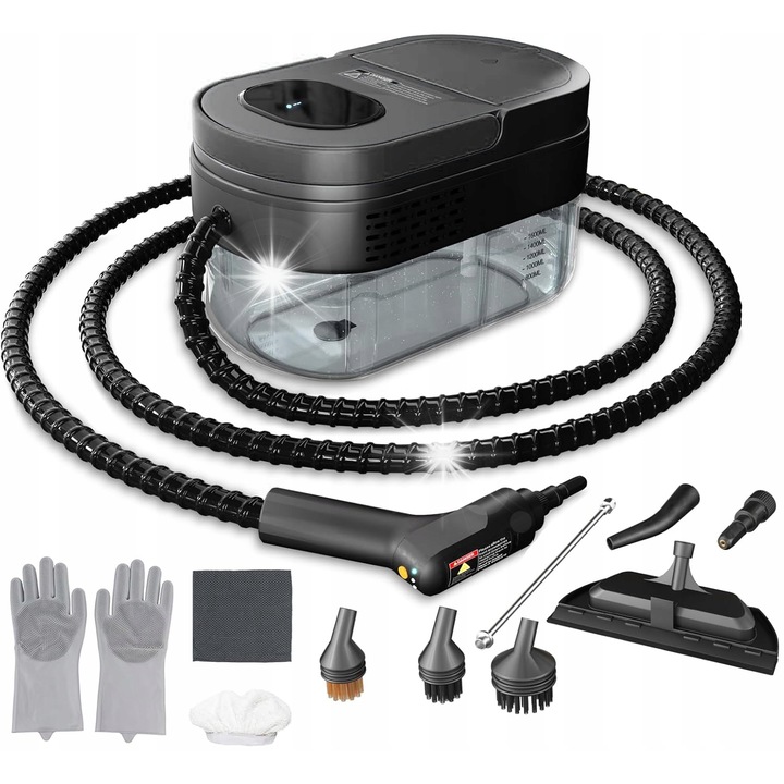 Aspirator cu aburi Zosudull, 2500W, 1600ml, 3BAR, 10 accesorii, compact, 9x6x7 inch