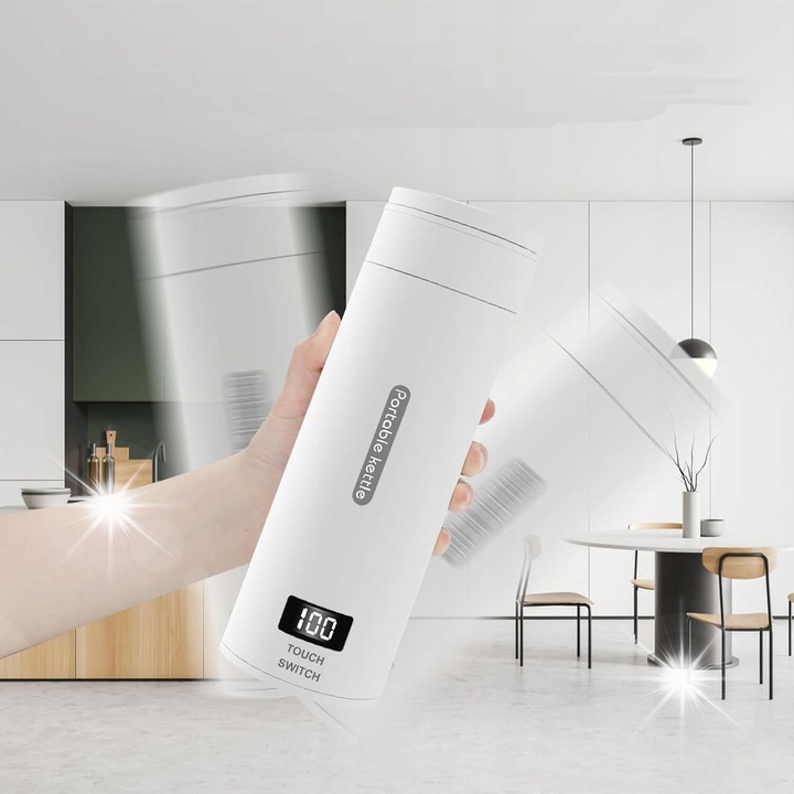 Cumpara set de cani ZREE, ceainic electric portabil 500ml, inox, 4 trepte de temperatura, 8,5x8,5x24,5cm