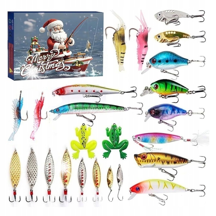 Adventi naptár horgászcsalikkal, többszínű