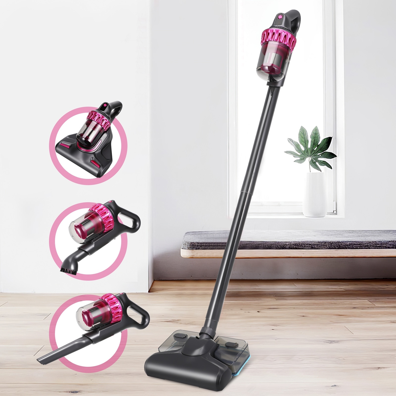 Aspirator vertical fara fir 5 in 1, 3 niveluri de putere, 103x21x9.4cm, set complet