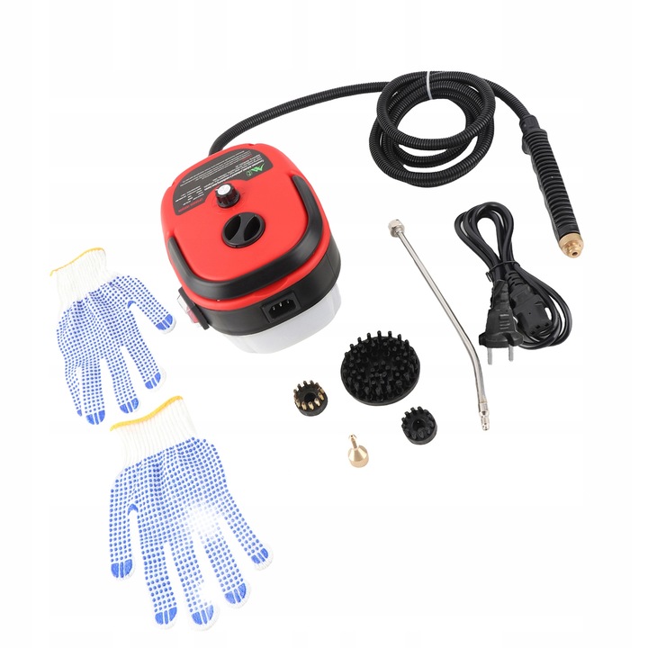 Aparat de curatat cu abur, 1500W, 6 viteze, rosu, 19x15x13cm, set complet