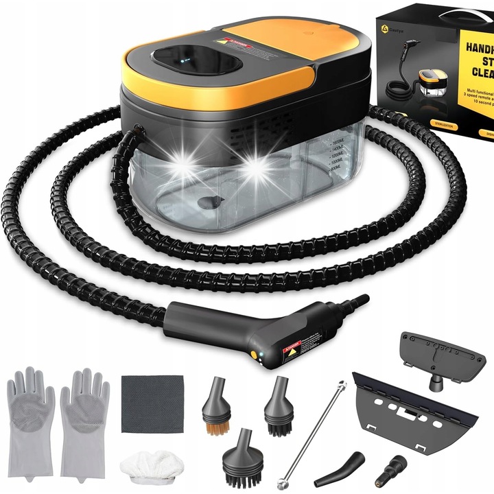 Aparat de curatat cu abur Zosudull, 2500W, 3BAR, 1600ml, portabil, cu 10 accesorii