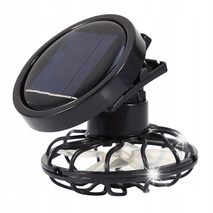 Ventilator solar portabil cu clip pentru palarie, negru, 75x75mm, design usor, ideal pentru activitati in aer liber