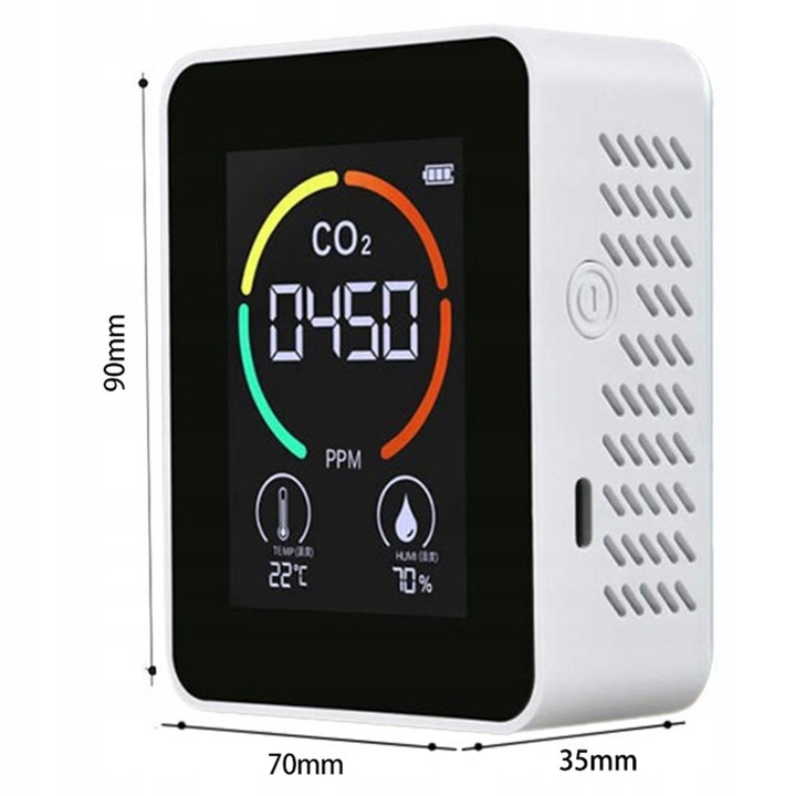 Detector CO2, TVOC, HCHO, alb