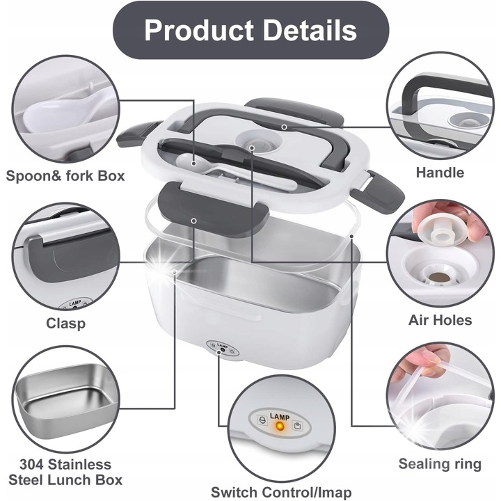 Cutie alimentara electrica, 1,5L, incalzire 220V, multicolor
