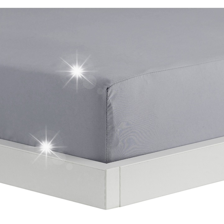 Cearceaf cu elastic, home&you, Micros, microfibra, gri, 180x200 cm