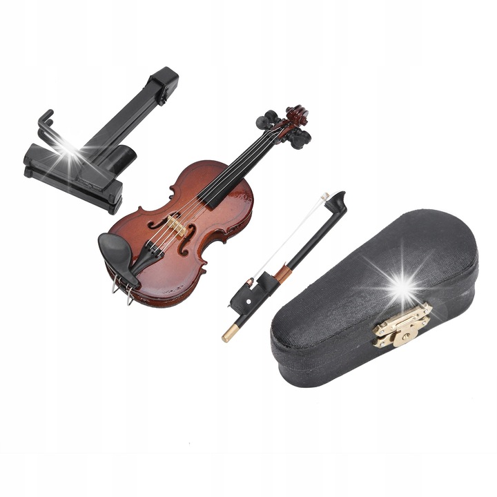 Mini model de vioara, decorativ, cu detalii fine, 15x30cm, set complet