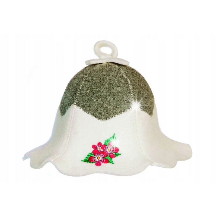 Caciula de sauna, 100% lana, model floral, multicolor