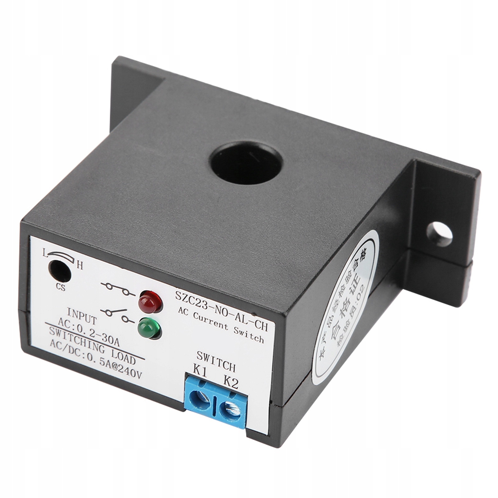 Releu cu senzor de curent AC, model SZC23-NO-AL-CH, 0,2-30A