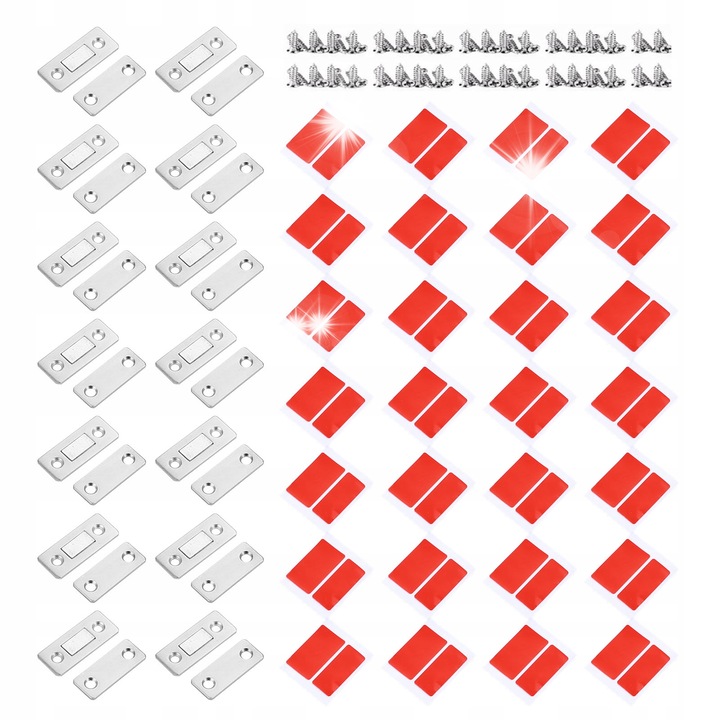 Set 14 Zavoare cu blocare magnetica, Otel, Argintiu, 42x17mm, set complet de accesorii