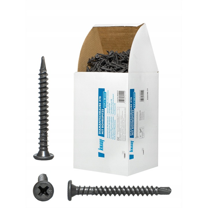 Suruburi autofortante pentru placi de gips/carton, Knauf, 3,9x38 mm, set 1000 bucati