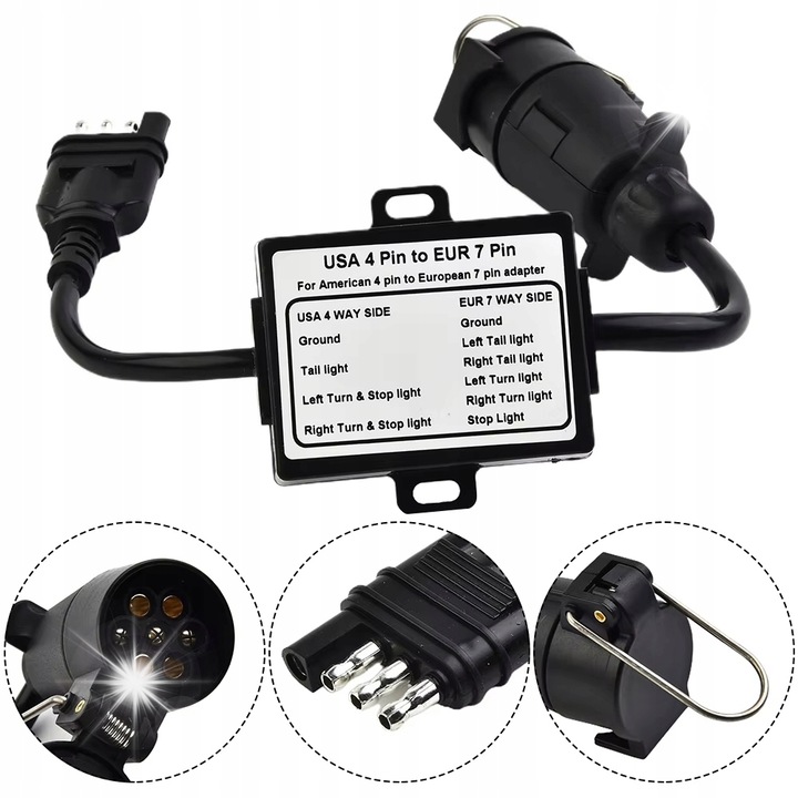 Adaptor conector lumini 4-PIN la 7-PIN pentru remorci, 45cm