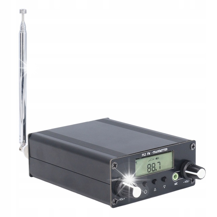 Transmitator stereo FM, 0,5 W, 12V, frecventa 76-108 MHz, constructie din aluminiu, set complet