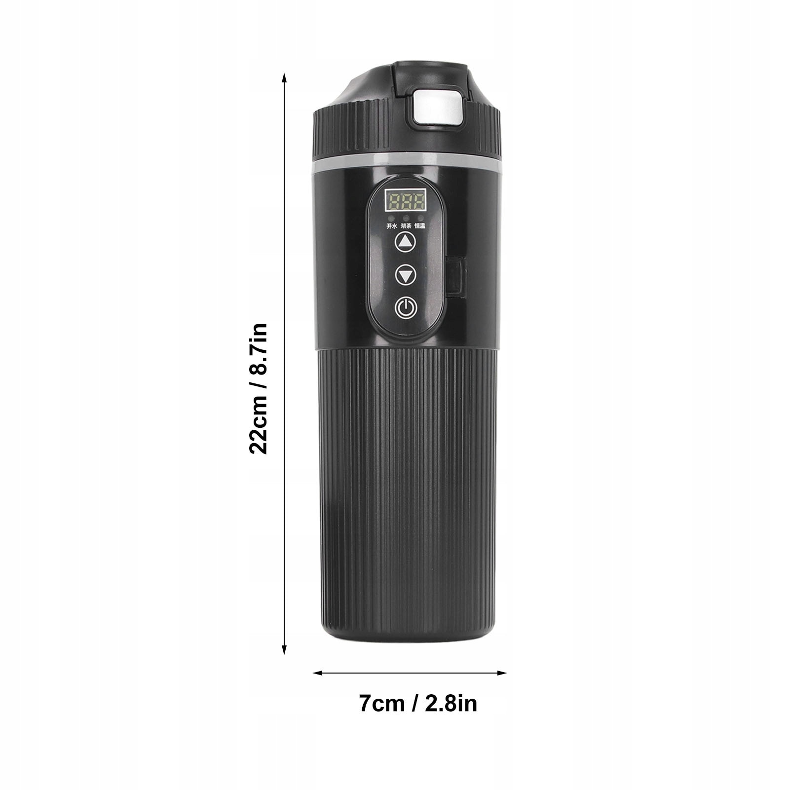 Cafetieră electrică auto 500 ml, 12V/24V, inox, cu bază antiderapantă și sită pentru ceai