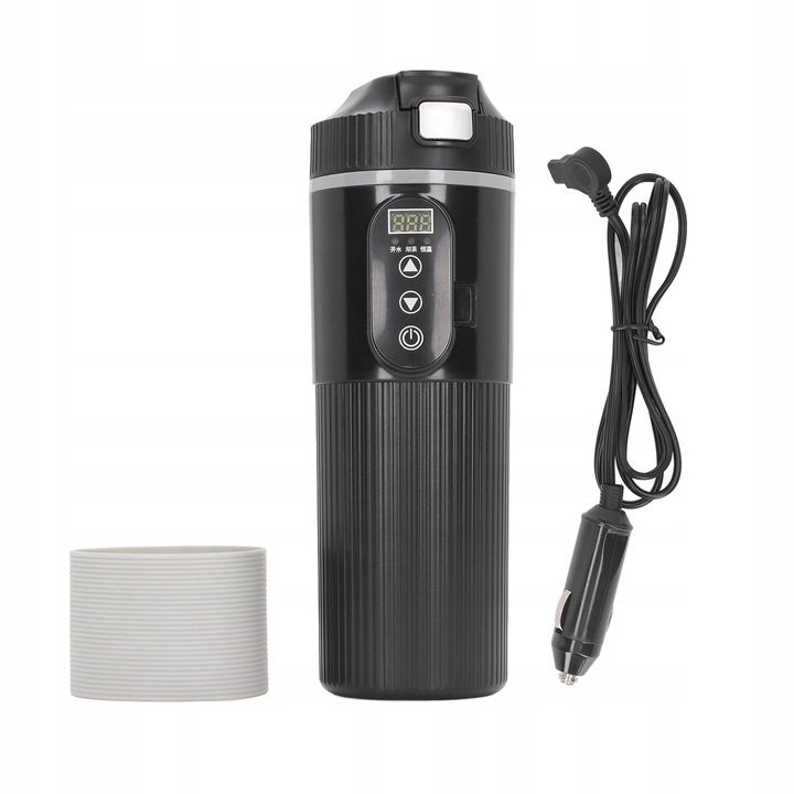 Autós elektromos kávéfőző 500 ml, 12V/24V, rozsdamentes acél, csúszásmentes alappal és teaszűrővel