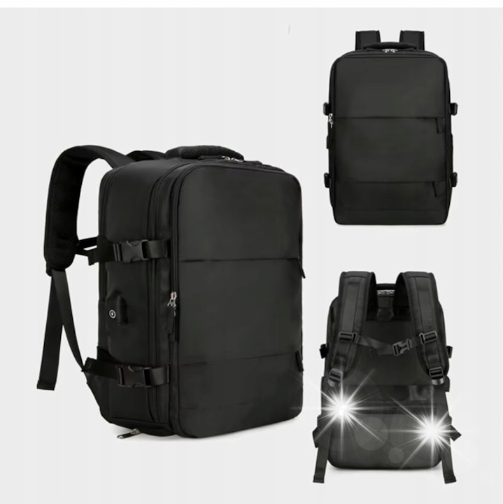 Rucsac calatorie, negru, 42x31x17cm, compartiment pentru laptop 17 inch, impermeabil