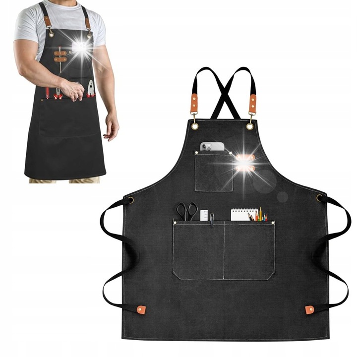 Fartuch bucatarie unisex, 3 buzunare, stil vintage, 67,8x74,9cm, reglabil